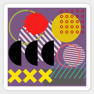 Modern Geometric Pattern Deep Pastel Red Purple Retro Style Sticker